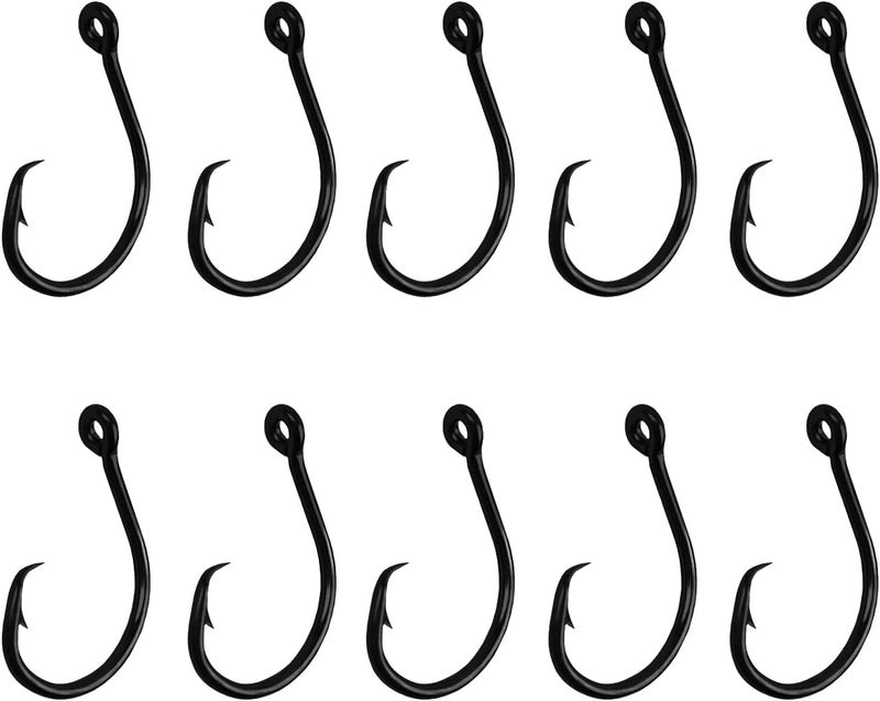 HSYMQ 10PCS High-Carbon Steel Circle Hooks Barbed Fishing Hooks with Holes, Freshwater and Saltwater Fishing Hooks for Tuna, Catfish, Bass - Image 1